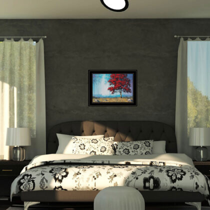 Red Tree 1 Black Framed Print Wall Art