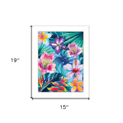 Tropical Flowers 1 White Framed Print Wall Art