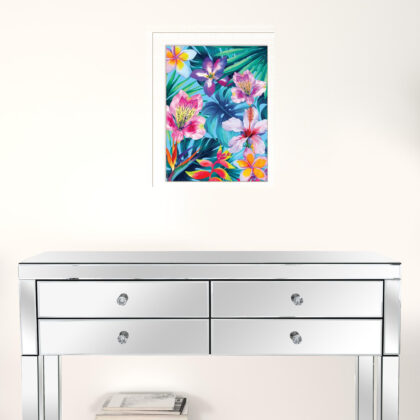 Tropical Flowers 1 White Framed Print Wall Art