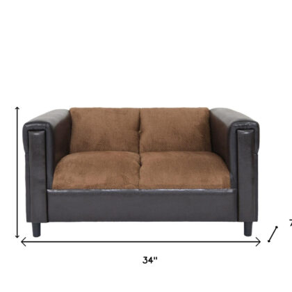 54" Brown And Black Chenille Loveseat