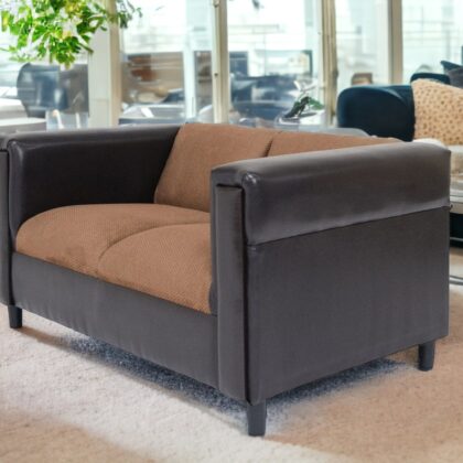 54" Brown And Black Chenille Loveseat