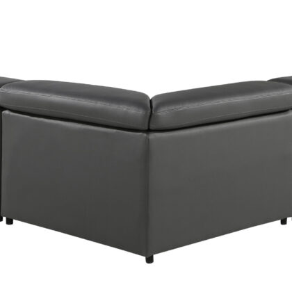 Gray Italian Leather Power Reclining Curved Five Piece Corner Sectional