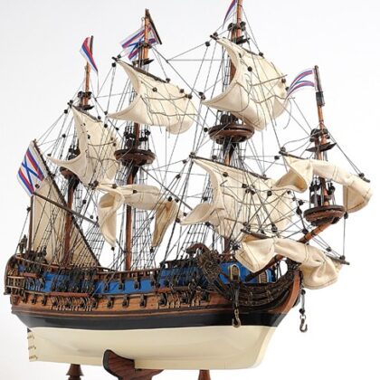 22" Blue and Brown 1700 Goto Predestination Medium Boat Hand Painted Decorative Boat