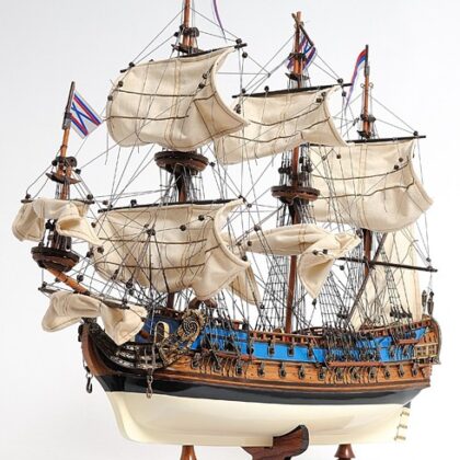 22" Blue and Brown 1700 Goto Predestination Medium Boat Hand Painted Decorative Boat