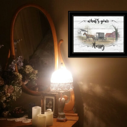 Whats Your Hurry Amish Buggy Black Framed Print Wall Art