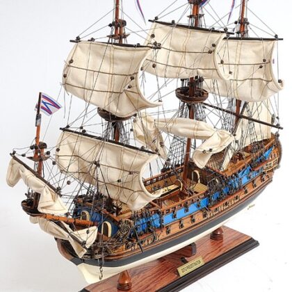 22" Blue and Brown 1700 Goto Predestination Medium Boat Hand Painted Decorative Boat