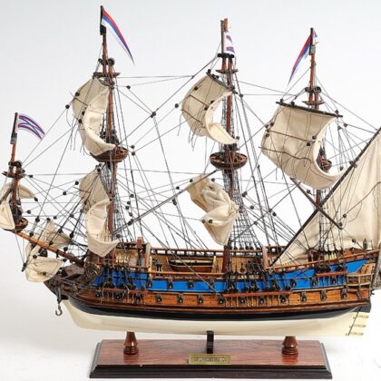 22" Blue and Brown 1700 Goto Predestination Medium Boat Hand Painted Decorative Boat