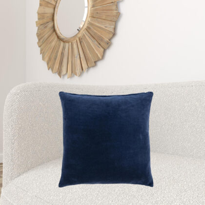 22" Blue Cotton Blend Pillow