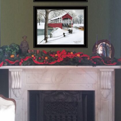 Set Of Two Covered Bridge Scenes Black Framed Prints Wall Art