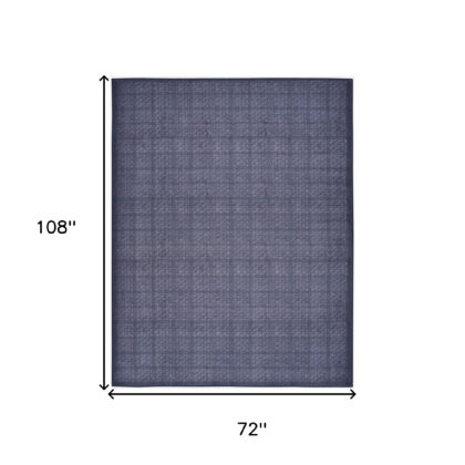 6' x 9' Blue and Gray Geometric Power Loom Washable Non Skid Area Rug