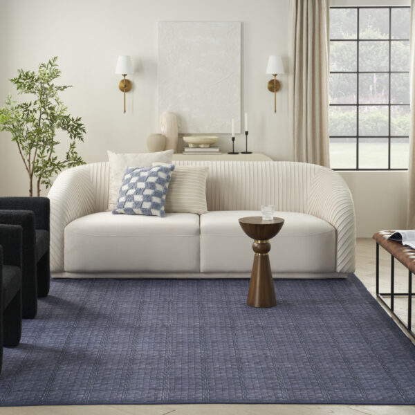 6' x 9' Blue and Gray Geometric Power Loom Washable Non Skid Area Rug