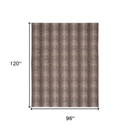 8' x 10' Brown and Ivory Leopard Print Power Loom Washable Non Skid Area Rug