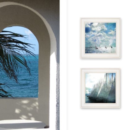 Set Of Two Sailboat Marina 2 White Framed Print Wall Art