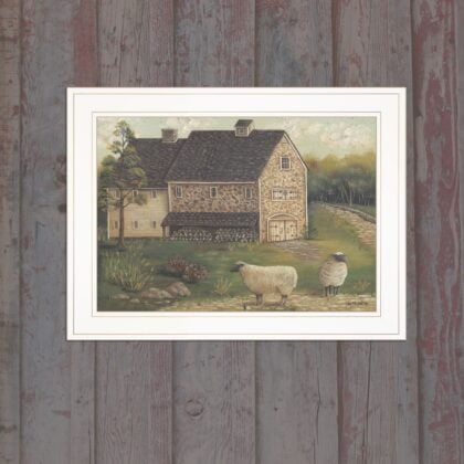 Stone Barn 2 White Framed Print Wall Art