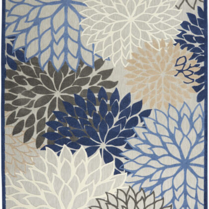 12' X 15' Blue and Ivory Indoor Outdoor Area Rug