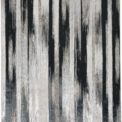 8' x 10' Beige and Black Abstract Power Loom Area Rug