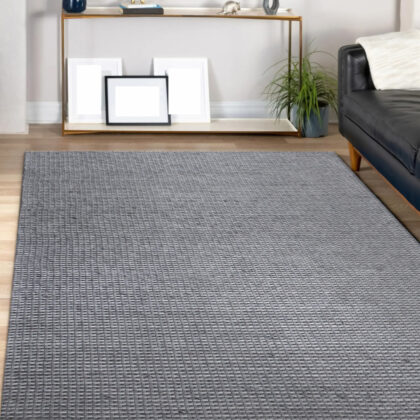 5' x 8' Gray Wool Striped Hand Woven Area Rug