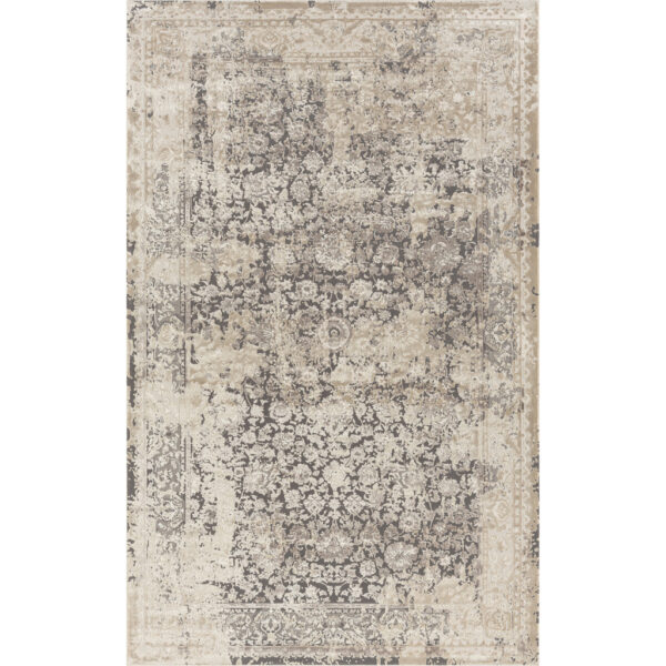 2' x 3' Gray and Ivory Floral Area Rug