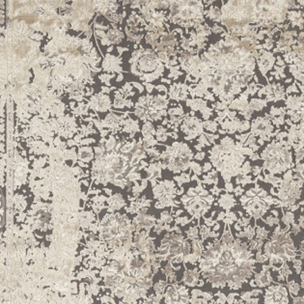 2' x 3' Gray and Ivory Floral Area Rug