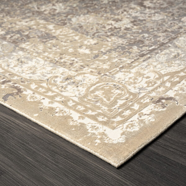 2' x 3' Gray and Ivory Floral Area Rug