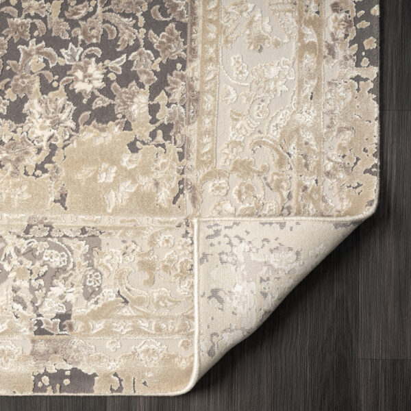 2' x 3' Gray and Ivory Floral Area Rug