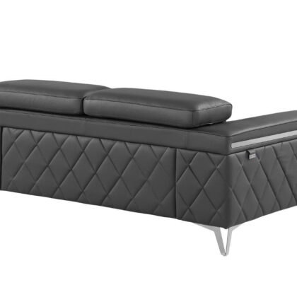 70" Dark Gray And Silver Metallic Leather Loveseat