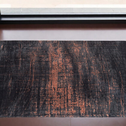 3' X 5' Black and Gold Abstract Non Skid Area Rug