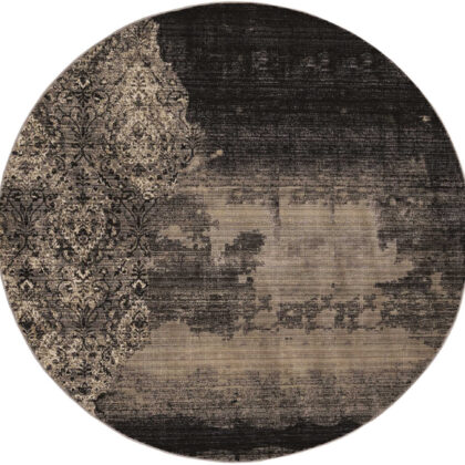 7' Blue Machine Woven Distressed Traditional Round Area Rug