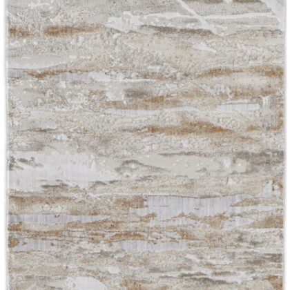 10' Beige and Ivory Abstract Power Loom Distressed Runner Rug