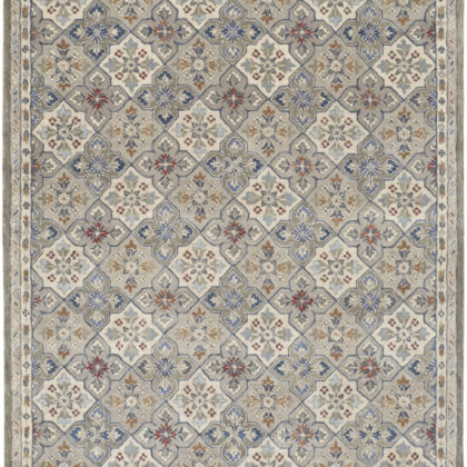 10' X 14' Taupe Ivory And Red Wool Patchwork Tufted Handmade Stain Resistant Area Rug