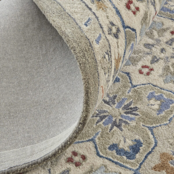 10' X 14' Taupe Ivory And Red Wool Patchwork Tufted Handmade Stain Resistant Area Rug
