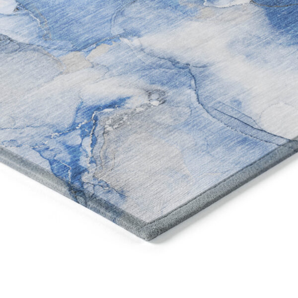 10' X 14' Navy Blue Abstract Washable Indoor Outdoor Area Rug