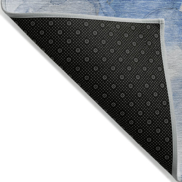 10' X 14' Navy Blue Abstract Washable Indoor Outdoor Area Rug