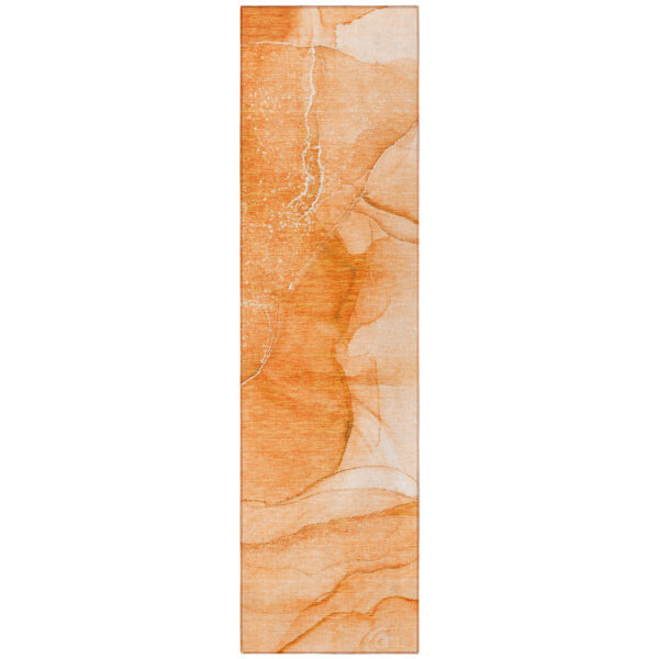 8' Orange Abstract Washable Non Skid Indoor Outdoor Runner Rug