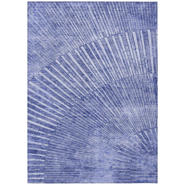 9' X 12' Navy Blue Abstract Washable Non Skid Indoor Outdoor Area Rug