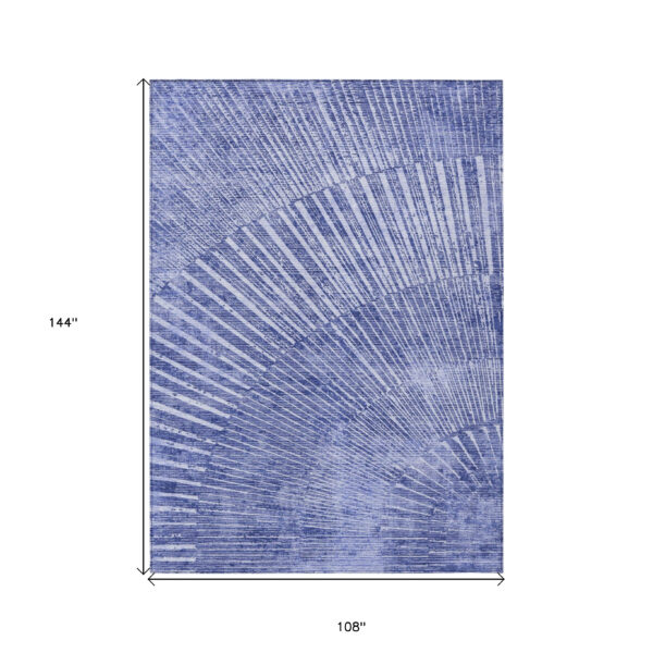 9' X 12' Navy Blue Abstract Washable Non Skid Indoor Outdoor Area Rug