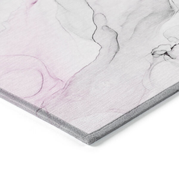 9' X 12' Gray and Pink Abstract Washable Non Skid Indoor Outdoor Area Rug