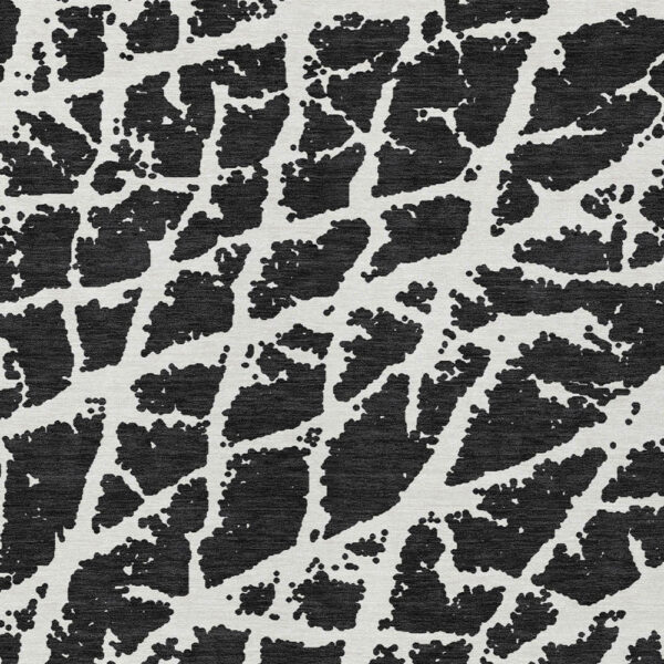 3' X 5' Black and White Abstract Washable Non Skid Indoor Outdoor Area Rug