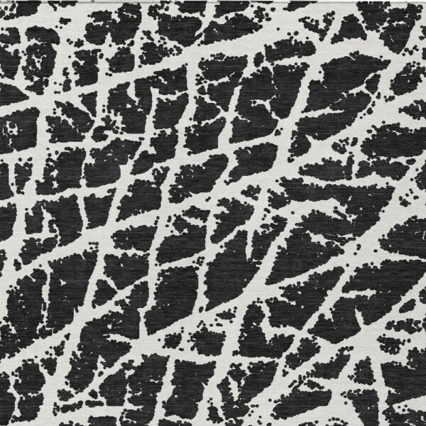 3' X 5' Black and White Abstract Washable Non Skid Indoor Outdoor Area Rug