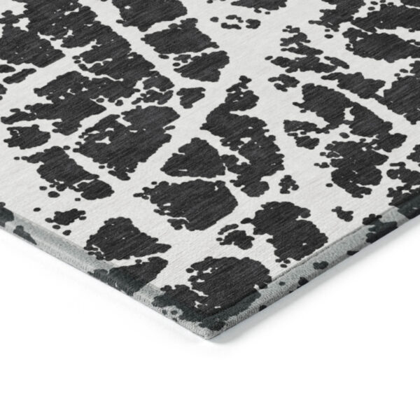 3' X 5' Black and White Abstract Washable Non Skid Indoor Outdoor Area Rug