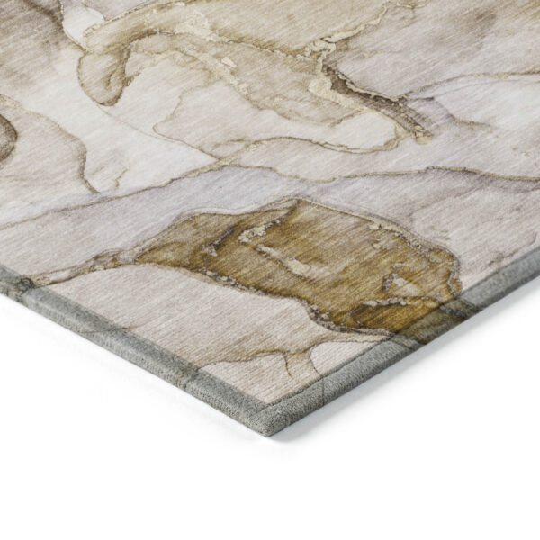 8' Round Taupe Round Abstract Washable Non Skid Indoor Outdoor Area Rug