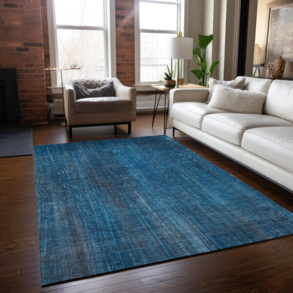 3' X 5' Blue Striped Washable Non Skid Indoor Outdoor Area Rug