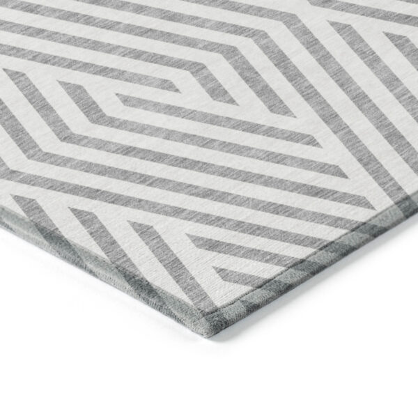 2' X 3' Gray and Ivory Geometric Washable Non Skid Indoor Outdoor Area Rug