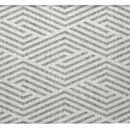 2' X 3' Gray and Ivory Geometric Washable Non Skid Indoor Outdoor Area Rug