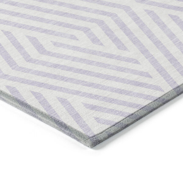 10' X 14' Lavender and Ivory Geometric Washable Non Skid Indoor Outdoor Area Rug