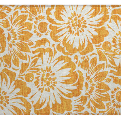 2' X 3' Orange and White Floral Washable Non Skid Indoor Outdoor Area Rug