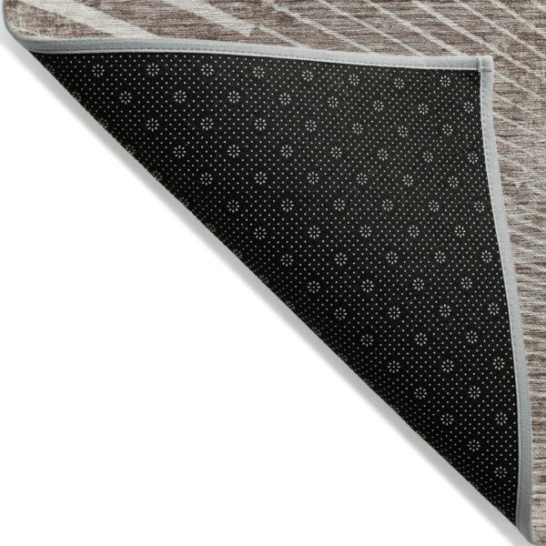 8' Round Taupe and Ivory Round Abstract Washable Non Skid Indoor Outdoor Area Rug