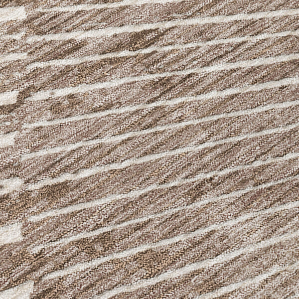8' Round Taupe and Ivory Round Abstract Washable Non Skid Indoor Outdoor Area Rug