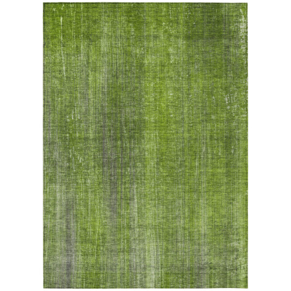 10' X 14' Green Striped Washable Non Skid Indoor Outdoor Area Rug