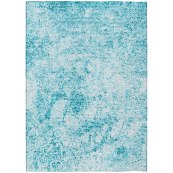 3' X 5' Teal Abstract Washable Non Skid Indoor Outdoor Area Rug